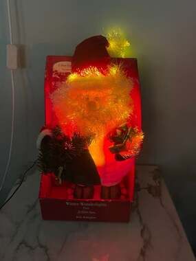 St. Nicholas Square Winter Wonderlights Kris Kringlow 15" Fiber Optic Santa
